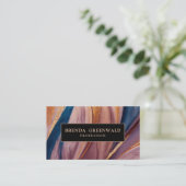 モダンテラコッタブルーグリッター金ゴールドプロフェッショナル 名刺 (スタンド正面)