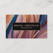 モダンテラコッタブルーグリッター金ゴールドプロフェッショナル 名刺 (正面)