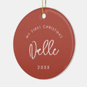 モダンテラコッタベビーの初めてのクリスマス写真 セラミックオーナメント (左)