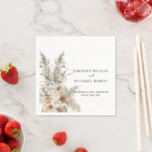 モダンテラコッタボヘミアンパンパ結婚スグラスのナ スタンダードカクテルナプキン (インサイチュ)