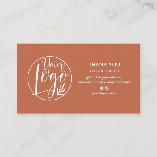 モダンテラコッタミニマリストのロ感謝していゴの順は 名刺 (正面)