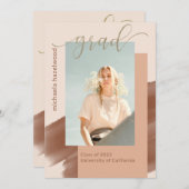 モダンテラコッタ写真卒業パーティー 招待状 (正面/裏面)