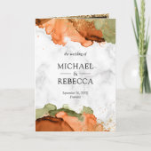 モダンテラコッタ抽象インクQRコード結婚式 招待状 (正面)