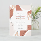 モダンテラコッタ抽象芸術ラウンドコー結婚ナー 招待状 (スタンド正面)