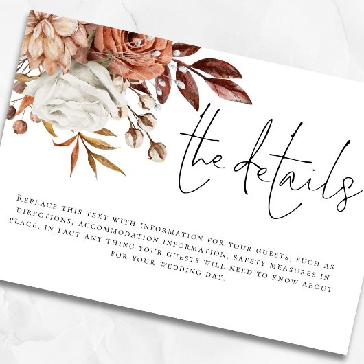 モダンテラコッタ花模様QRコード詳細結婚ズ エンクロージャーカード