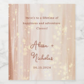 モダンテラコッタ&金ゴールドウォーター結婚カラー ワインラベル (シングルラベル)