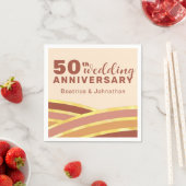 モダンテラコッタ&金ゴールド50結婚周年 スタンダードカクテルナプキン (インサイチュ)