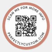 モダンテラ縁どコタ茶QRコードと文字 ラウンドシール (正面)