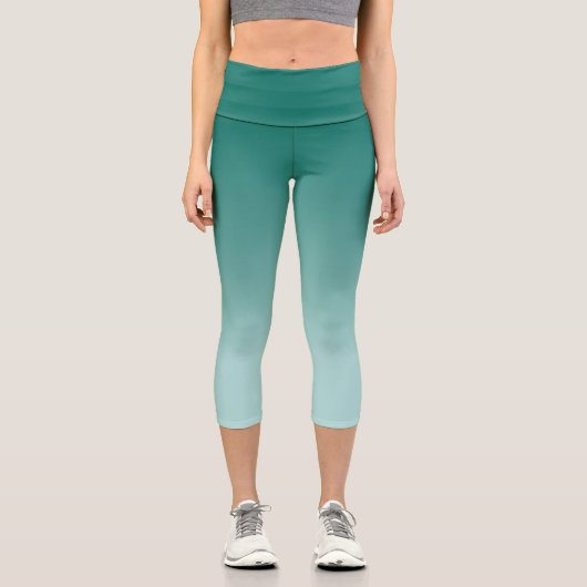モダンテンプレートウォメンエレガントズティール(緑がかった色)ブルーグリーン カプリレギンス (正面)
