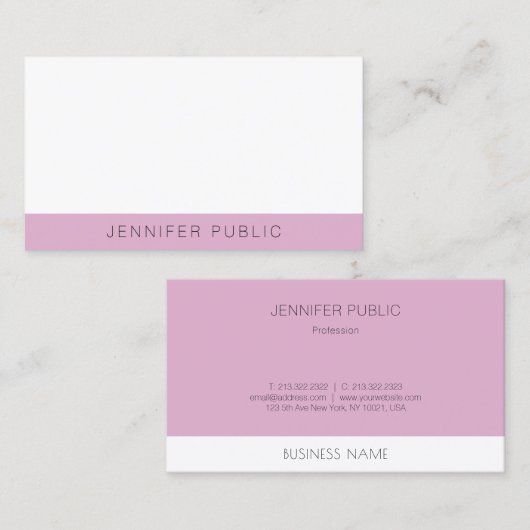 モダンテンプレートエレガントトレンディー紫の白の色 名刺 (正面/裏面)