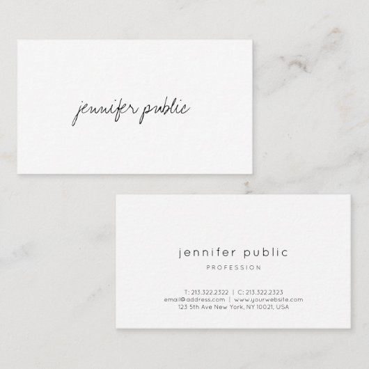 モダンテンプレートエレガントハンドスクリプトプロフェッショナル 名刺 (正面/裏面)