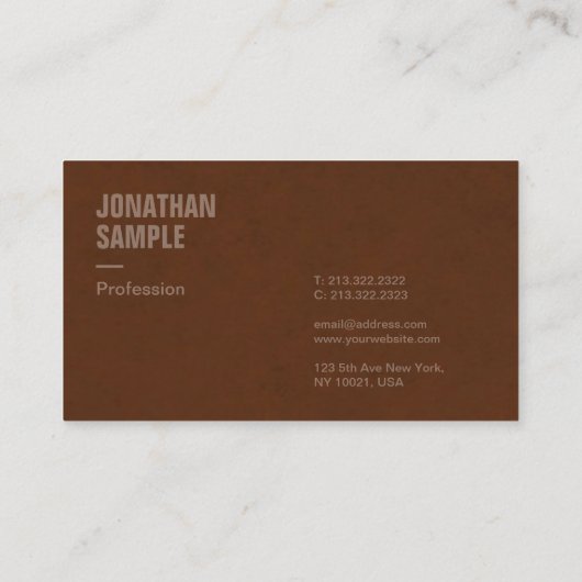 モダンテンプレートエレガントブラウンスエードルック 名刺 (裏面)