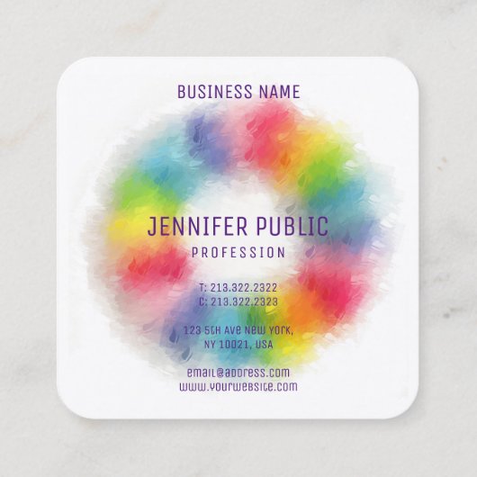 モダンテンプレートエレガントプロフェッショナル スクエア名刺 (裏面)