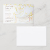 モダンテンプレートエレガント金ゴールドマーブルモノグラムラックス 名刺 (正面/裏面)