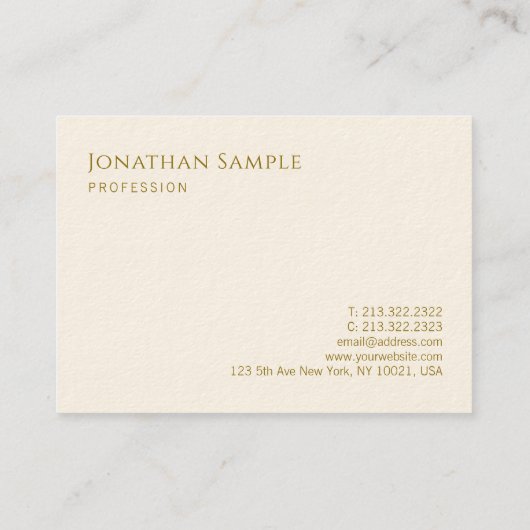 モダンテンプレートエレガント金ゴールドルックタイポグラフィ文字 名刺 (裏面)