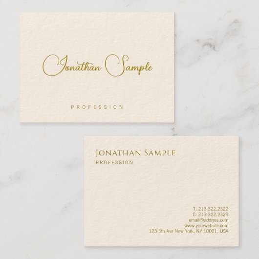モダンテンプレートエレガント金ゴールドルックタイポグラフィ文字 名刺 (正面/裏面)