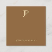 モダンテンプレートエレガント金ゴールド文字モノグラムラグジュアリー スクエア名刺 (正面)