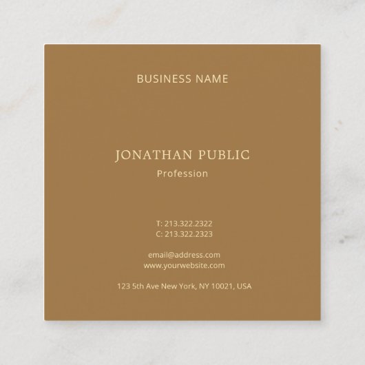 モダンテンプレートエレガント金ゴールド文字モノグラムラグジュアリー スクエア名刺 (裏面)