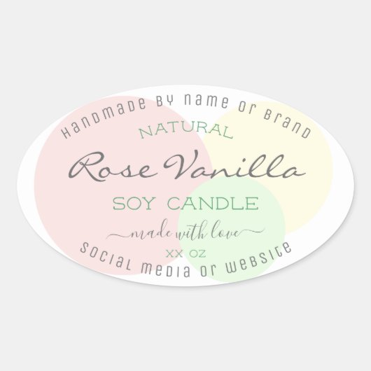 モダンテンプレートパステル製品の包装ラベル 楕円形シール (正面)