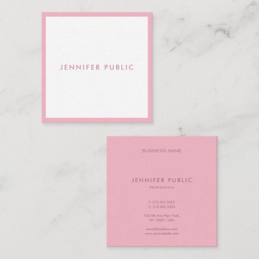 モダンテンプレートピシンプルンク淡い色のプロフェッショナルシック スクエア名刺 (正面/裏面)