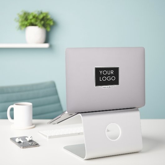 モダンテンプレートブラックビジネス会社のロゴ シール (デスク上のノートパソコン)