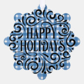 モダンテンプレートペット愛好家ブループレイドクリスマスクリスマスクリスマスカップル オーナメントカード (裏面)