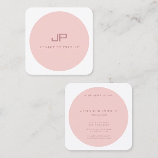 モダンテンプレートモノグラムの赤面 スクエア名刺 (正面/裏面)