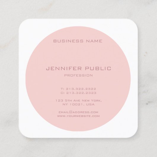 モダンテンプレートモノグラムの赤面 スクエア名刺 (裏面)