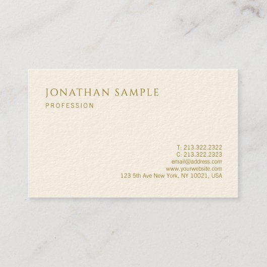 モダンテンプレート名刺のエレガント金ゴールド文字 名刺 (裏面)