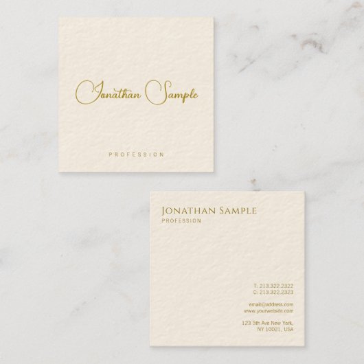 モダンテンプレート金ゴールドルックタイポグラフィプロフェッショナル スクエア名刺 (正面/裏面)