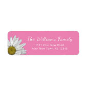 モダンデイジーかわいいピンク差出人住所 ラベル (正面)