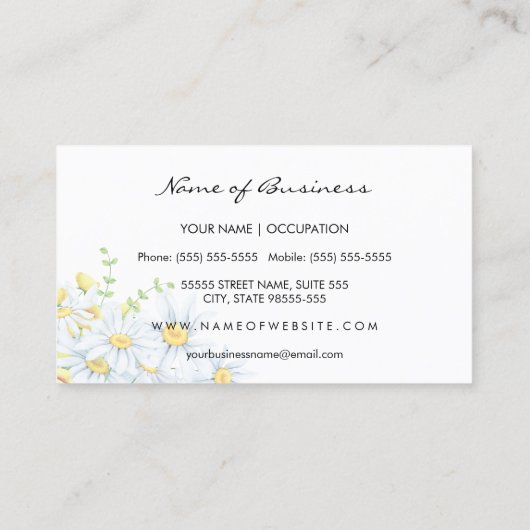 モダンデイジーアクアとイエローストライプ介護者 名刺 (裏面)