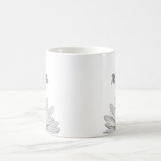 モダンデイジーエレガントフローラ コーヒーマグカップ (中央)