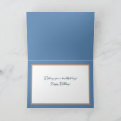 モダンデイジーガーリーフローラフラワーズブルー誕生日 カード (内部)