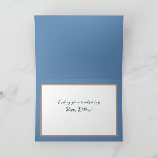 モダンデイジーガーリーフローラフラワーズブルー誕生日 カード (内部)