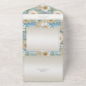 モダンデイジーサテン&パールレリーフ、 浮き彫りQRコード オールインワン招待状 (外側)