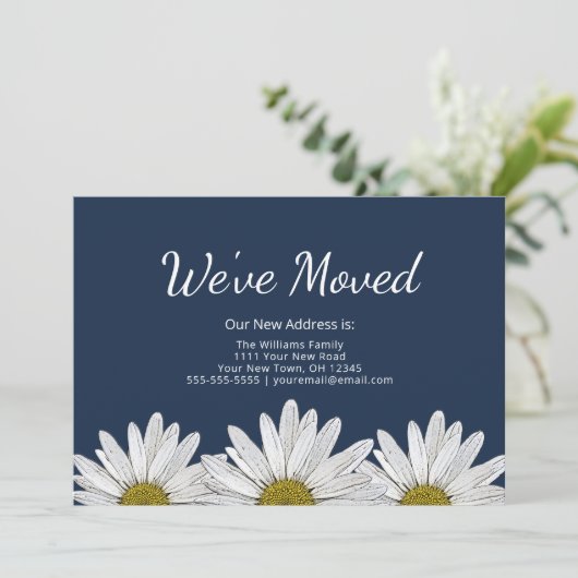 モダンデイジーネイビーブルーフローラ移動 案内状 (スタンド正面)