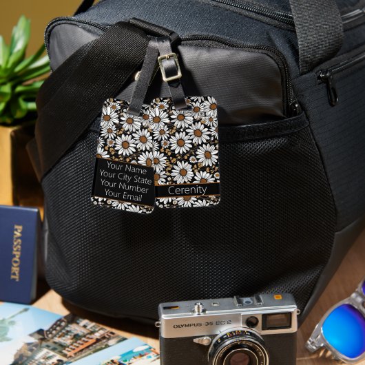 モダンデイジーパターン ラゲッジタグ (正面&裏面)