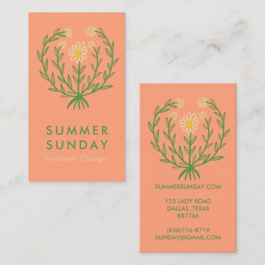 モダンデイジーフラワーロゴカスタムフローラ 名刺 (正面/裏面)