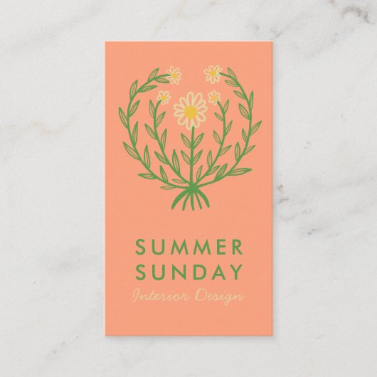 モダンデイジーフラワーロゴカスタムフローラ 名刺 (正面)