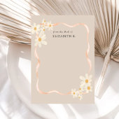 モダンデイジーフローラの茶色の名前 ノートカード