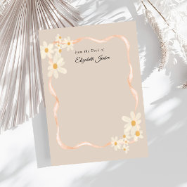 モダンデイジーフローラの茶色の名前 ノートカード