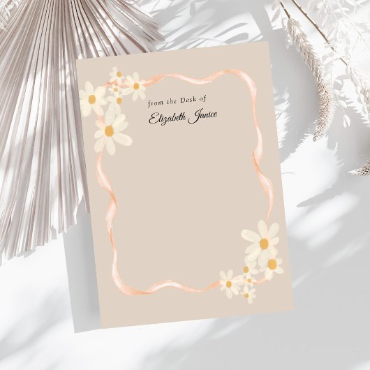 モダンデイジーフローラの茶色の名前 ノートカード