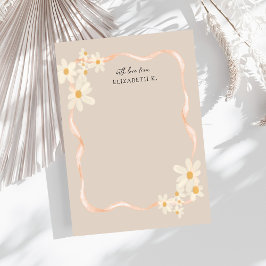 モダンデイジーフローラの茶色の名前 ノートカード