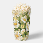 モダンデイジーフローラチェッカーボード金ゴールドグリッター フェイバーボックス (はじけた状態)