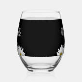 モダンデイジー素朴フローラブラック ステムなしワイングラス (左)