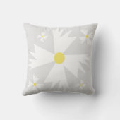 モダンデイジー黄色及び灰色の花柄 クッション (裏面)
