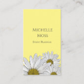 モダンデイジーQRコードかわいい黄色 名刺 (正面)