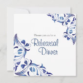 モダンデイダークブルーフローラ – リハーサルディナー 招待状 (正面)
