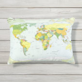 モダンデコレーションのための世界地図政治アトラスポスター アウトドアクッション (正面)